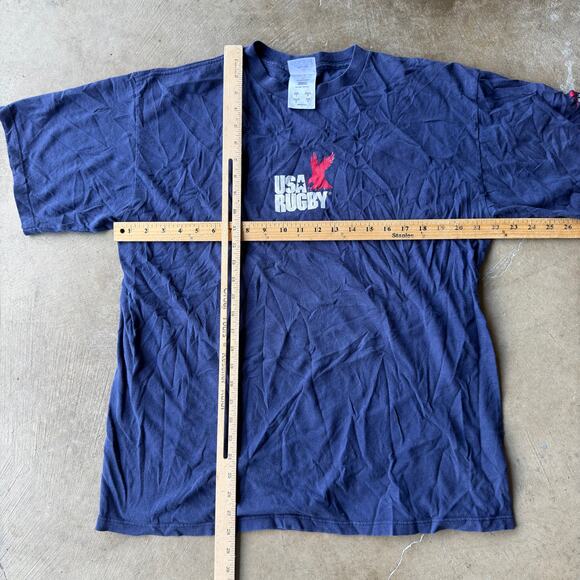 VINTAGE 90S ADIDAS USA RUGBY LIVE TO TRY T-SHIRT EAGLES GRAPHIC MENS LARGE - Picture 5 of 5